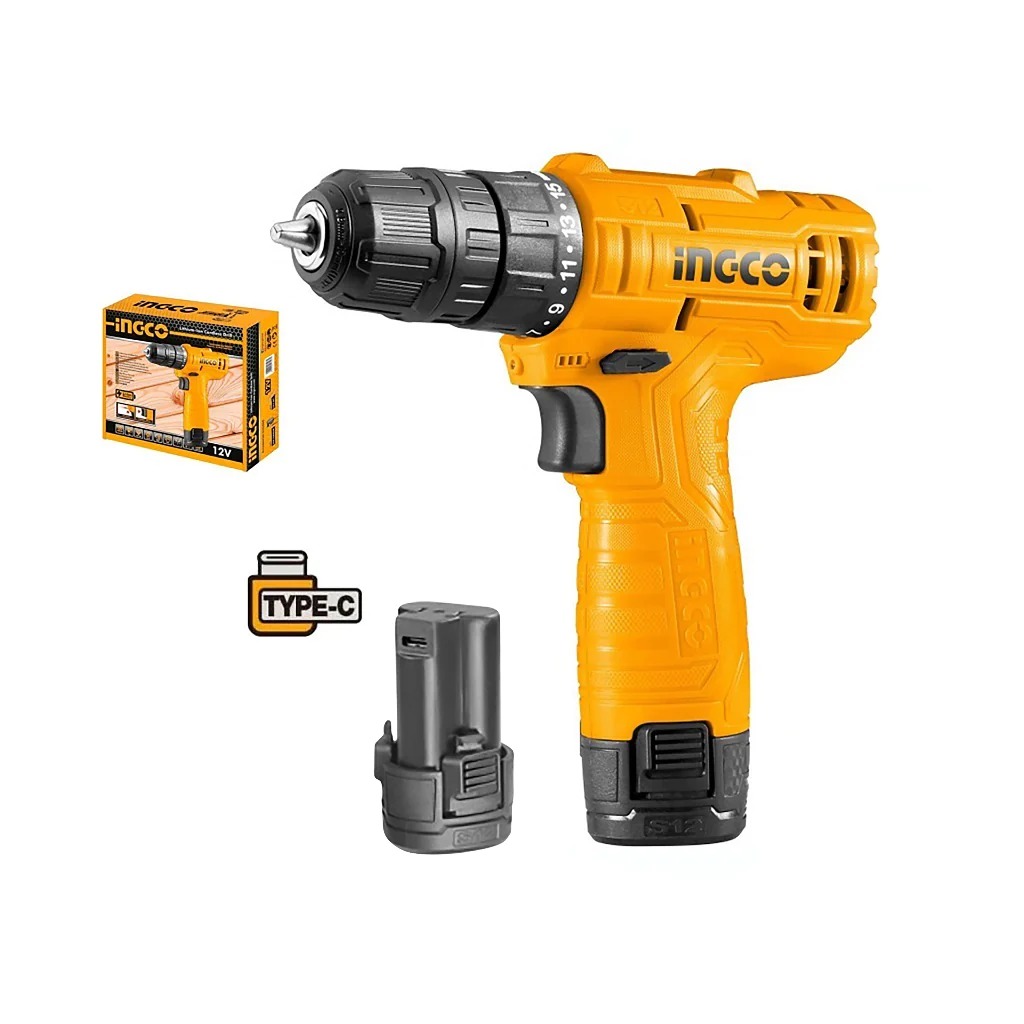 شنيور بطاريه 12 فولت 1 بطاريه type c	ingco