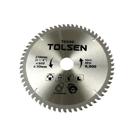 TOLSEN TCT SAW BLADE FOR ALUMINIUM 210mm*60T*30mm