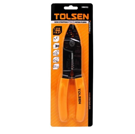 TOLSEN WIRE STRIPPING AND CRIMPING PLIERS (INDUSTRIAL) 215mm