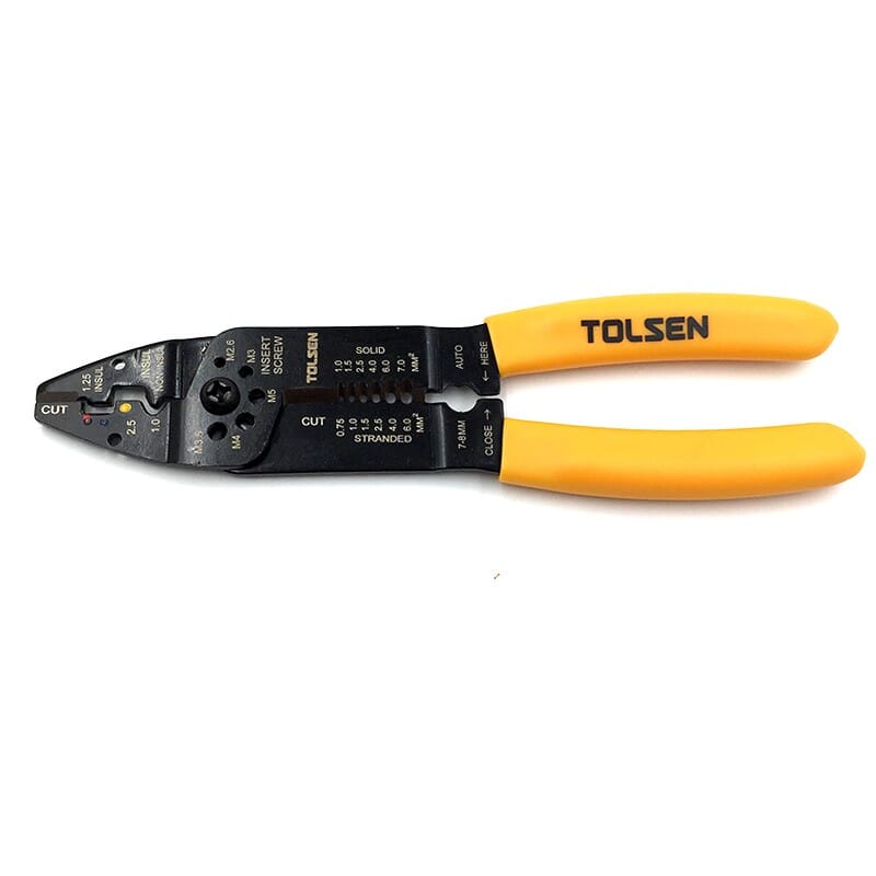 TOLSEN WIRE STRIPPING AND CRIMPING PLIERS (INDUSTRIAL) 215mm