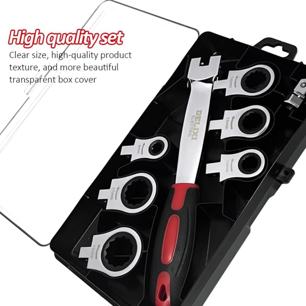 Interchangeable Flex Head Ratcheting Wrench Set 6 IN 1 8-19mm