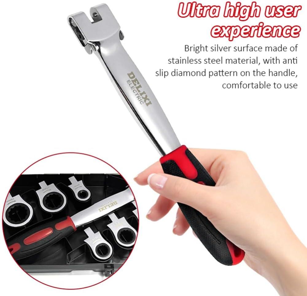 Interchangeable Flex Head Ratcheting Wrench Set 6 IN 1 8-19mm