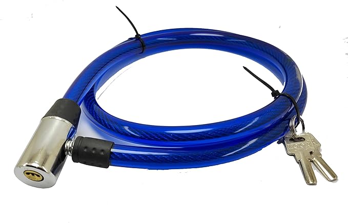 Blue Plastic Coated Iron Lock - Motorcycle - 70cm Length And 2 Keys