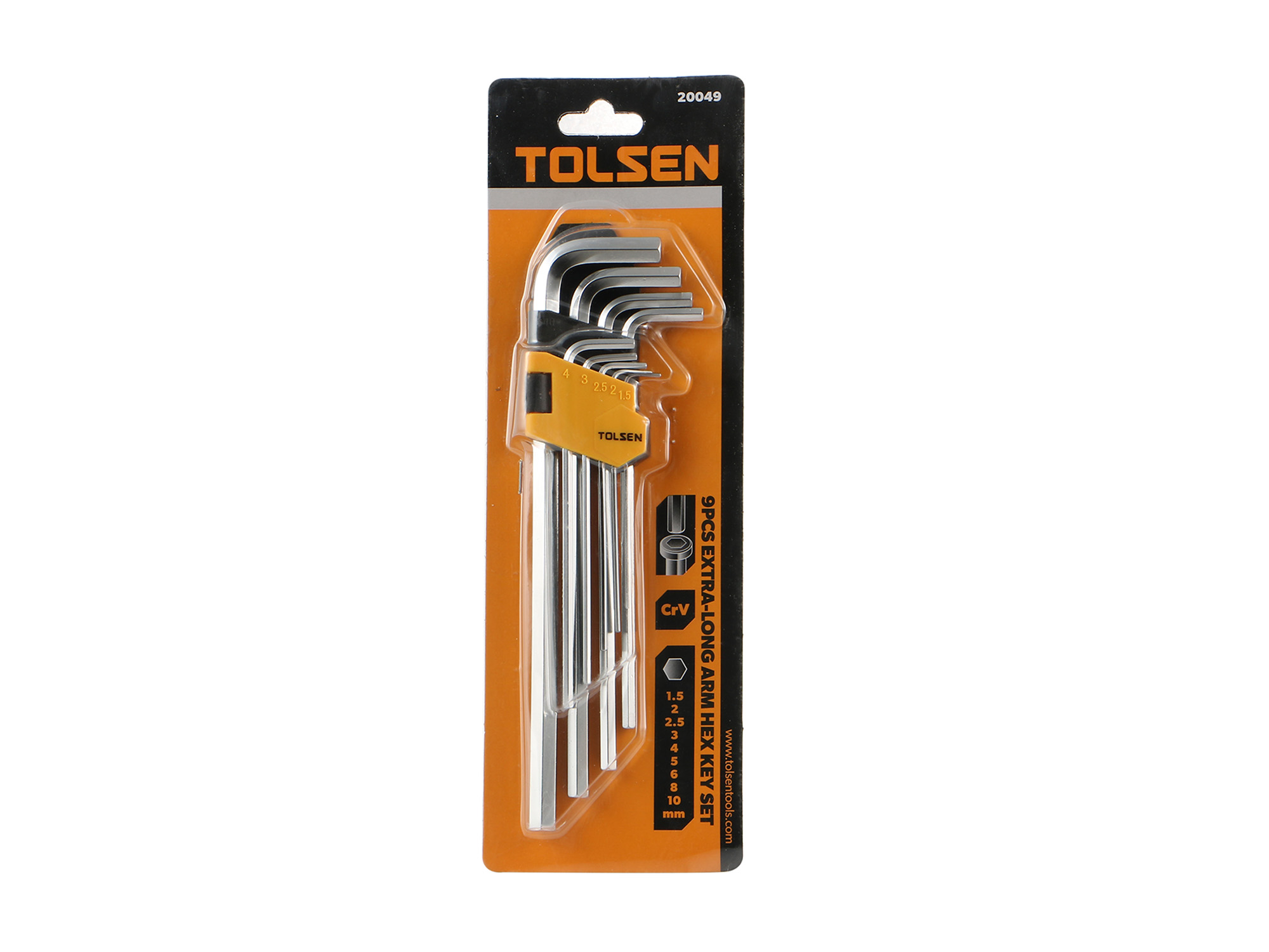 TOLSEN 9PCS EXTRA-LONG ARM HEX KEY SET