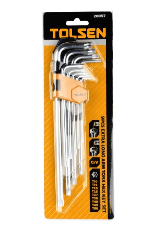TOLSEN 9PCS TORX EXTRA-LONG ARM HEX KEY SET