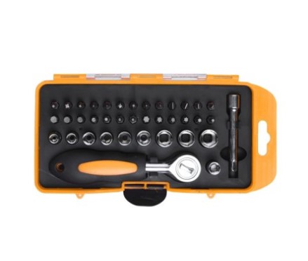 طقم لقم وسن مفك + يد سستيم ووصله 38ق  Tolsen