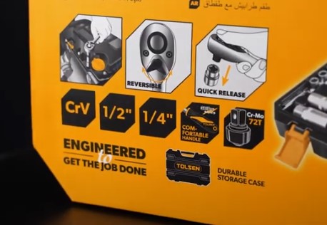 طقم لقم وسنون مع لقم طويلة 94 ق 1/2" &1/4" TOLSEN