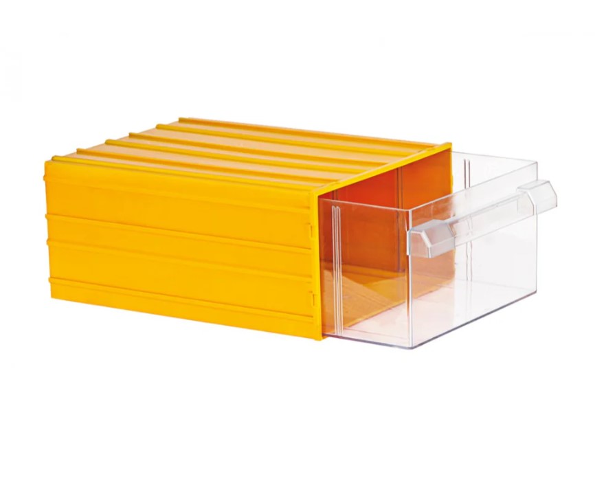 Plastic Drawers No. 60, Yellow Color, Size 260×340×150 Mm, Brand: MANO, Made In Turkey.