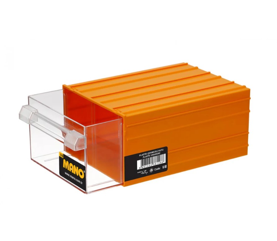 Plastic Drawers No. 50, Yellow Color, Size 140×230×98 Mm, Brand: MANO, Made In Turkey.