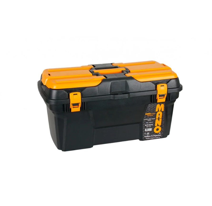 Heavy-duty Plastic Tool Bag With Plastic Lock And Upper Compartments, 22 Inches, Size 582×310×293 Mm, Brand: MANO