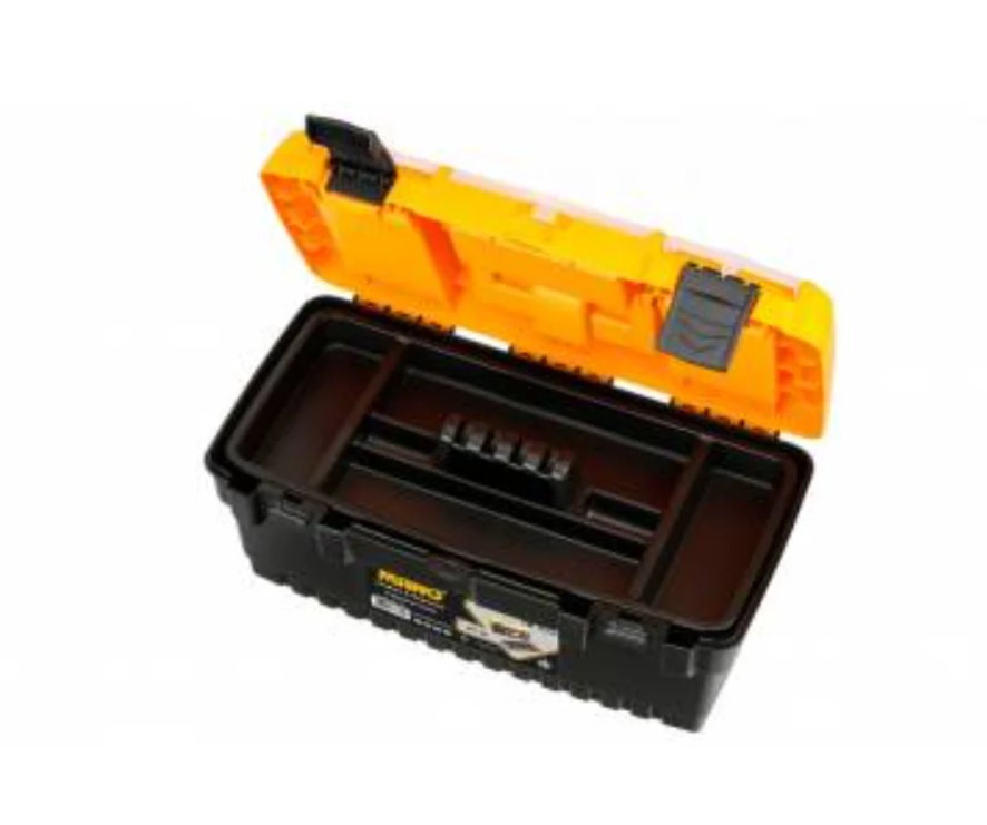 Plastic Tool Box With Plastic Lock And Upper Compartments, 16 Inches, Size 413×212×186 Mm, Brand: MANO, Made In Turkey