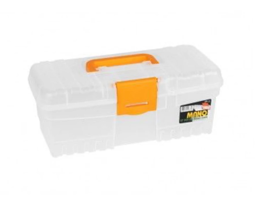 Economical Transparent Plastic Tool Box, 16 Inches, Size 470×205×147 Mm, Brand: MANO, Made In Turkey