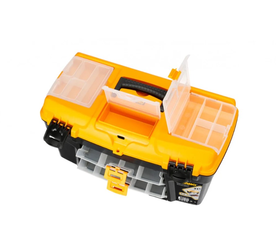 Plastic Tool Box With Upper Compartments And Inner Drawer, 21 Inches, Size 534×291×280 Mm, Brand: MANO, Made In Turkey
