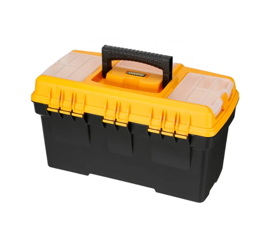 Plastic Tool Box With Upper Compartments And Inner Drawer, 17 Inches, Size 434×250×238 Mm, Brand: MANO, Made In Turkey