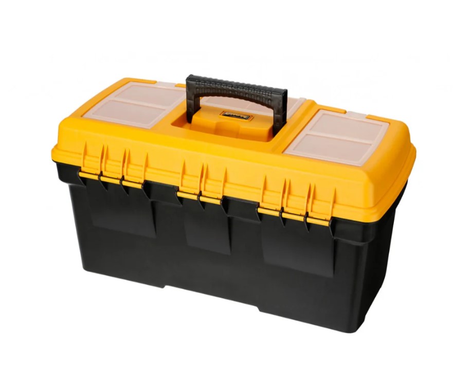 Plastic Tool Box With Upper Compartments And Sliding External Drawer, 21 Inches, Size 534×291×280 Mm, Brand: MANO, Made In Turkey