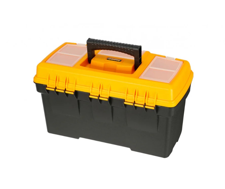Plastic Tool Box With Upper Compartments And Sliding External Drawer, 17 Inches, Size 434×250×238 Mm, Brand: MANO, Made In Turkey