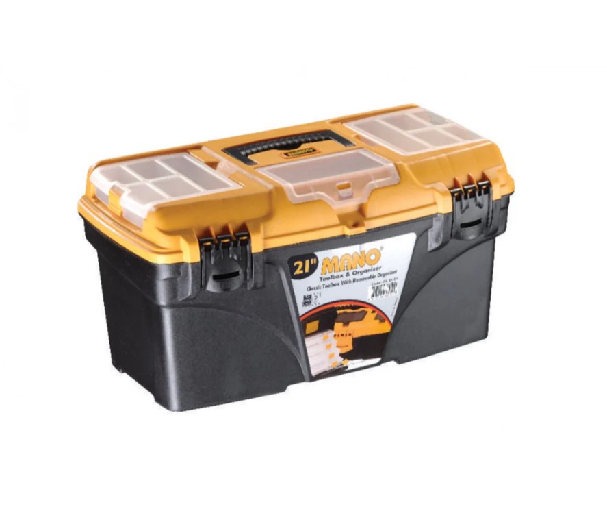 Plastic Tool Box With Movable Upper Compartments, 21 Inches, Size 535×291×280 Mm, Brand: MANO, Made In Turkey
