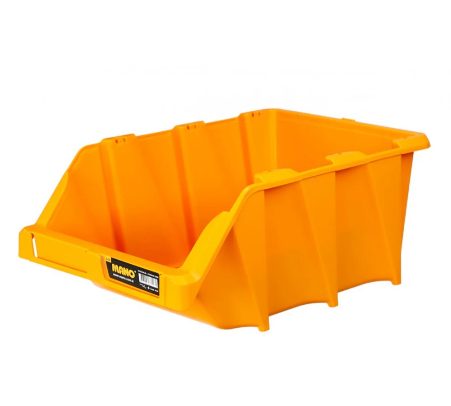 Open Plastic Storage Box, Yellow Color, No. 40, Size 310×490×195 Mm, Brand: MANO, Made In Turkey
