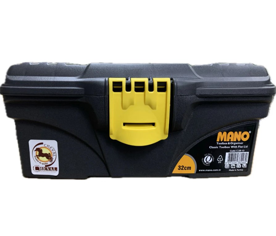 Plastic Tool Box, Yellow Color, 13 Inches, Size 320×165×135 Mm, Brand: MANO, Made In Turkey