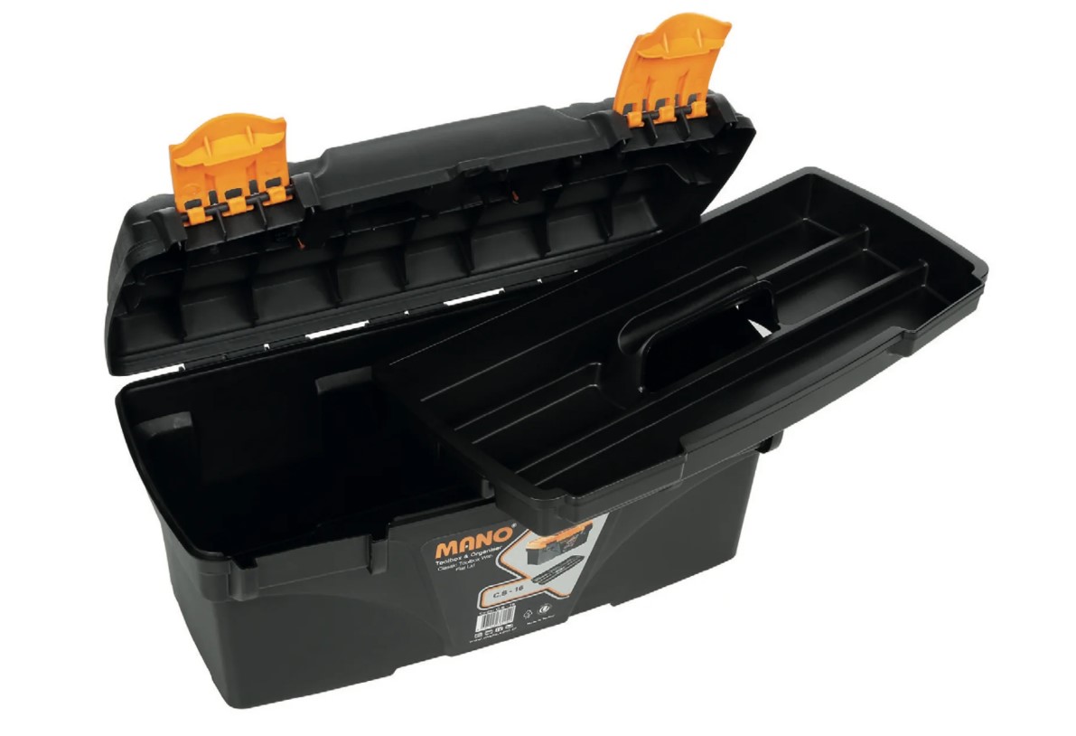Plastic Tool Box, Blue Color, 16 Inches, Size 410×206×192 Mm, Brand: MANO, Made In Turkey