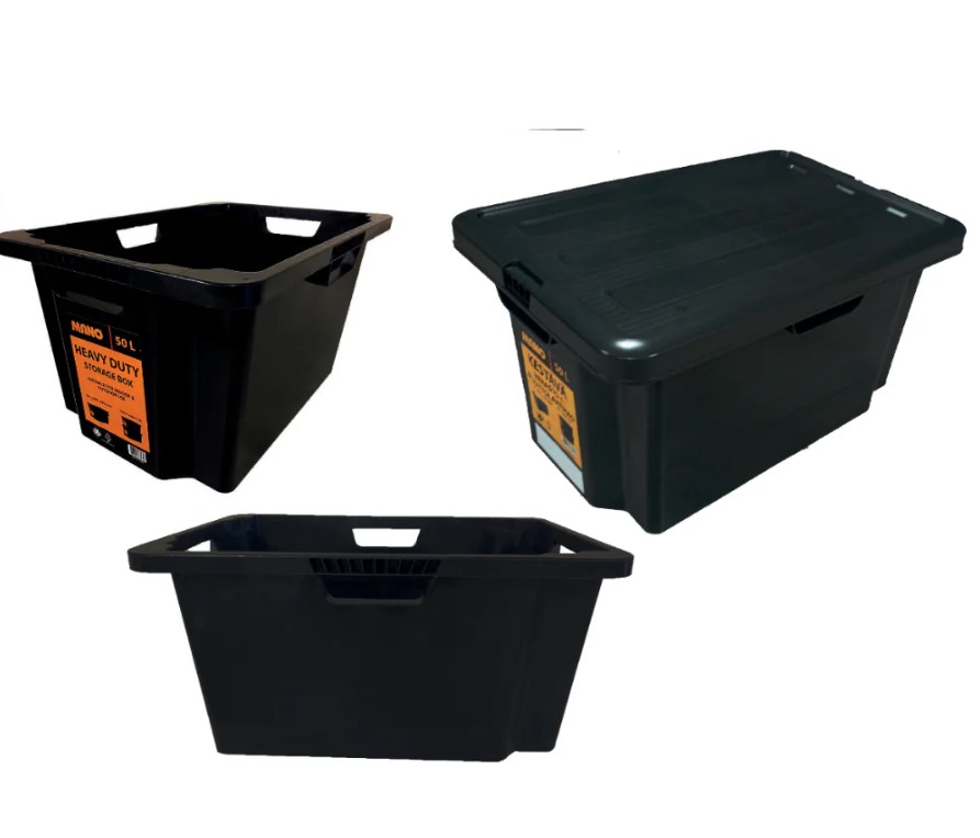 Heavy-duty Open Plastic Storage Box, 50 Liters, Size 406×602×302 Mm, Brand: MANO, Made In Turkey