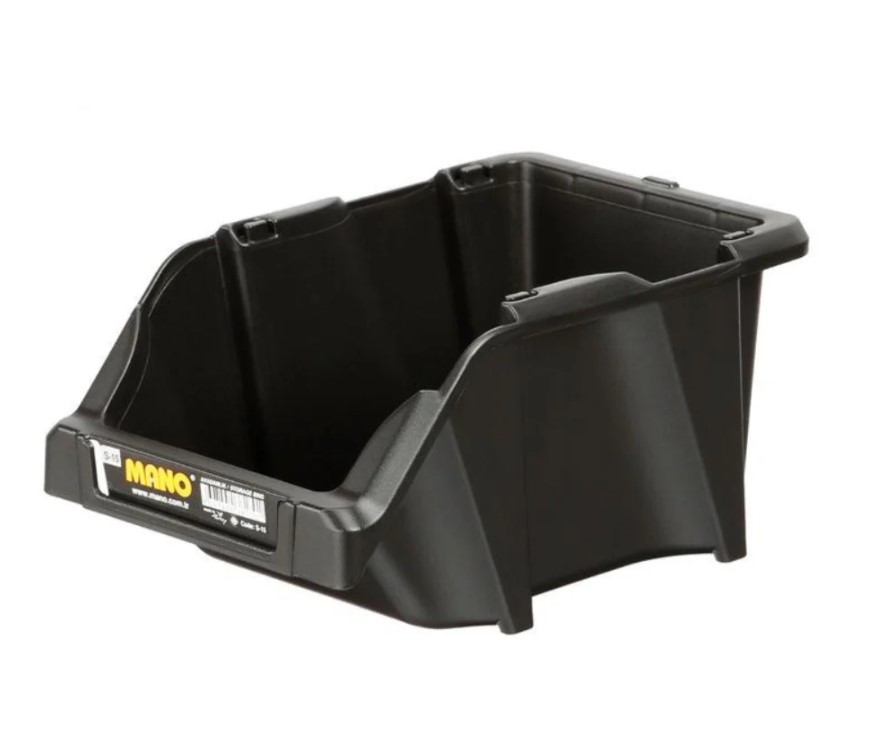 Open Plastic Storage Box, Black Color, No. 15, Dimensions: 125×195×90 Mm, Brand: Mano, Made In Turkey.