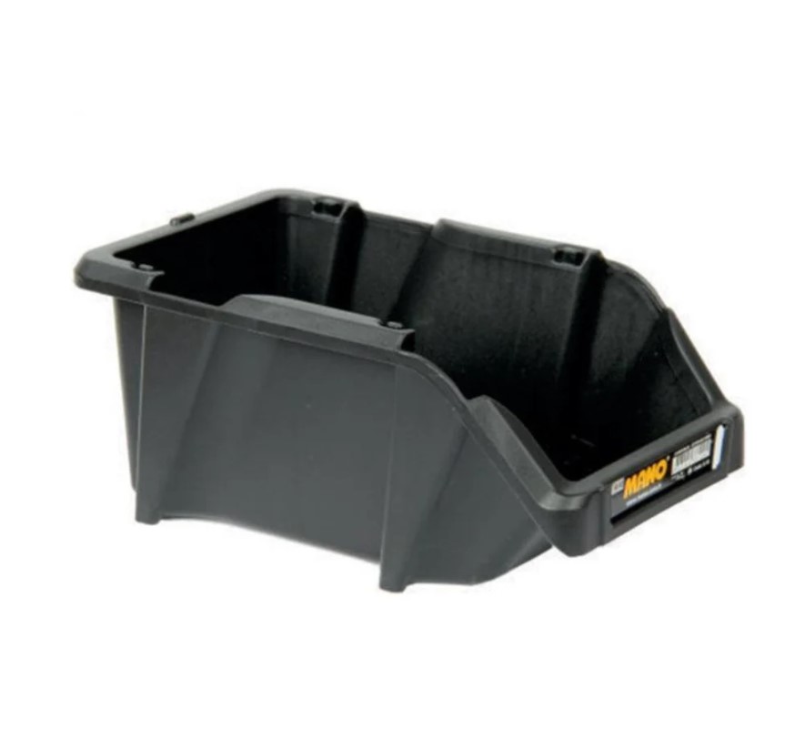Open Plastic Storage Box, Black Color, No. 10, Dimensions: 103×165×75 Mm, Brand: Mano, Made In Turkey.