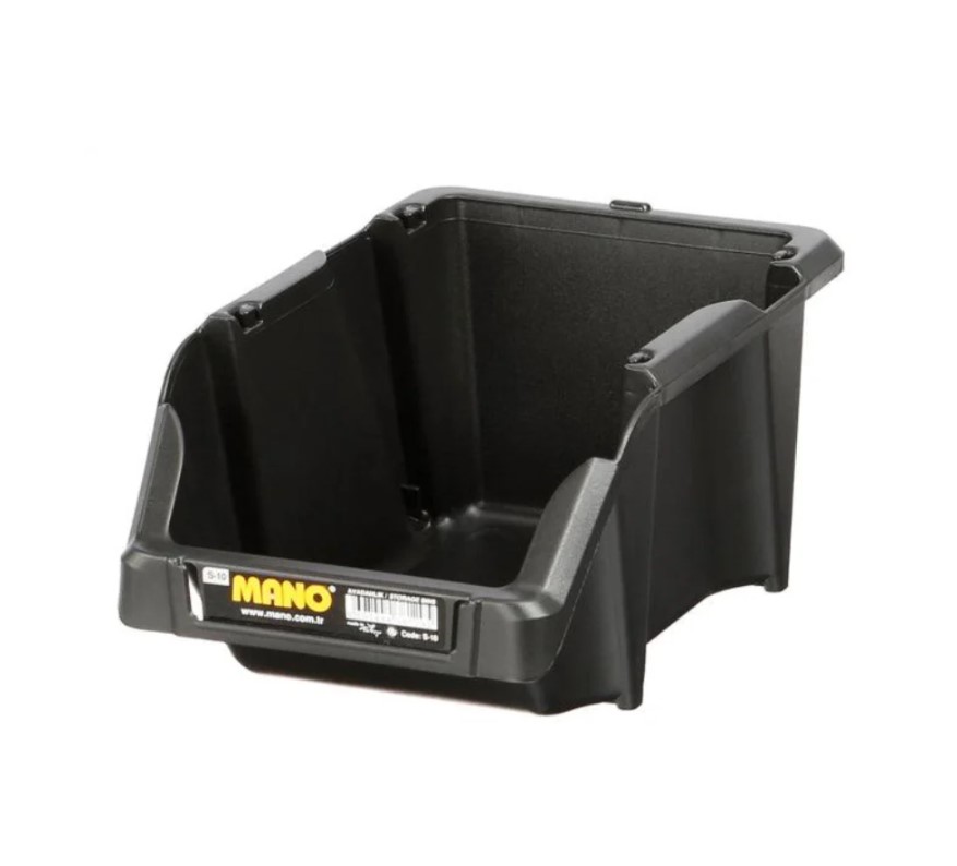 صندوق تخزين بلاستيك مفتوح لون اسود رقم 10 مقاس 103×165×75 مم ماركة مانو صناعة تركي