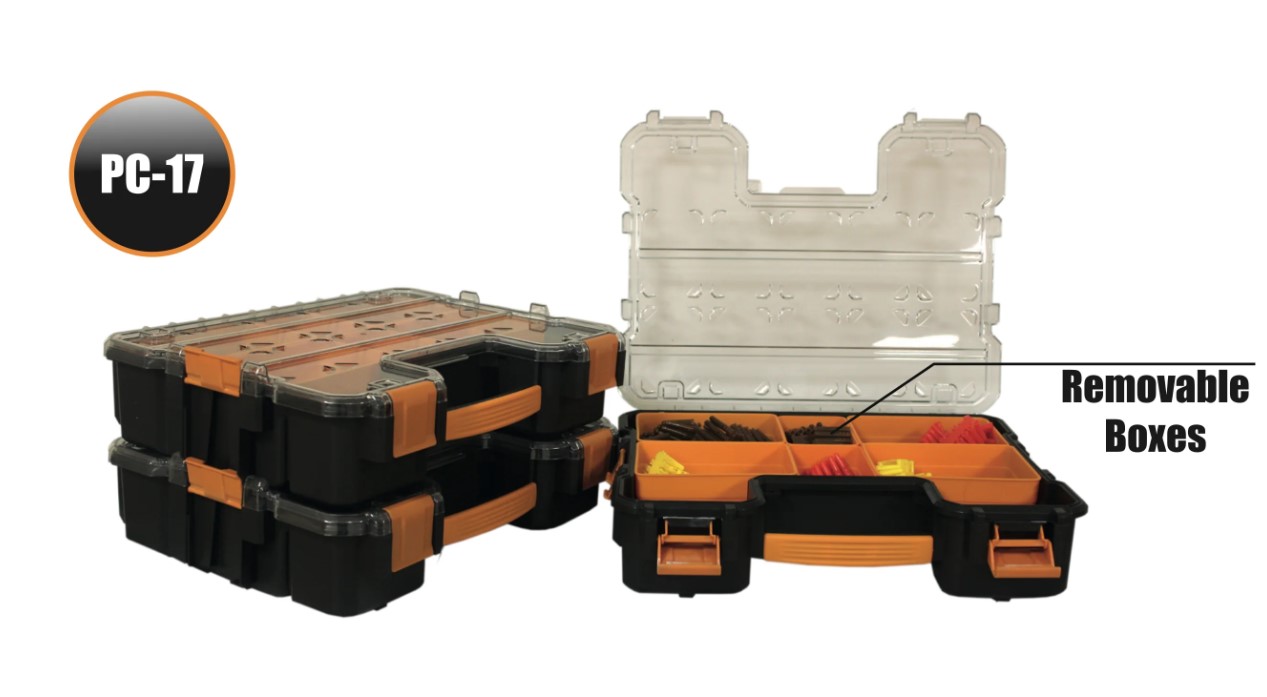 حافظة ادوات بلاستيك هيفي ديوتي مع تقسيمات متحركة 17 بوصة مقاس 350×430×110 مم ماركة مانو صناعة تركي