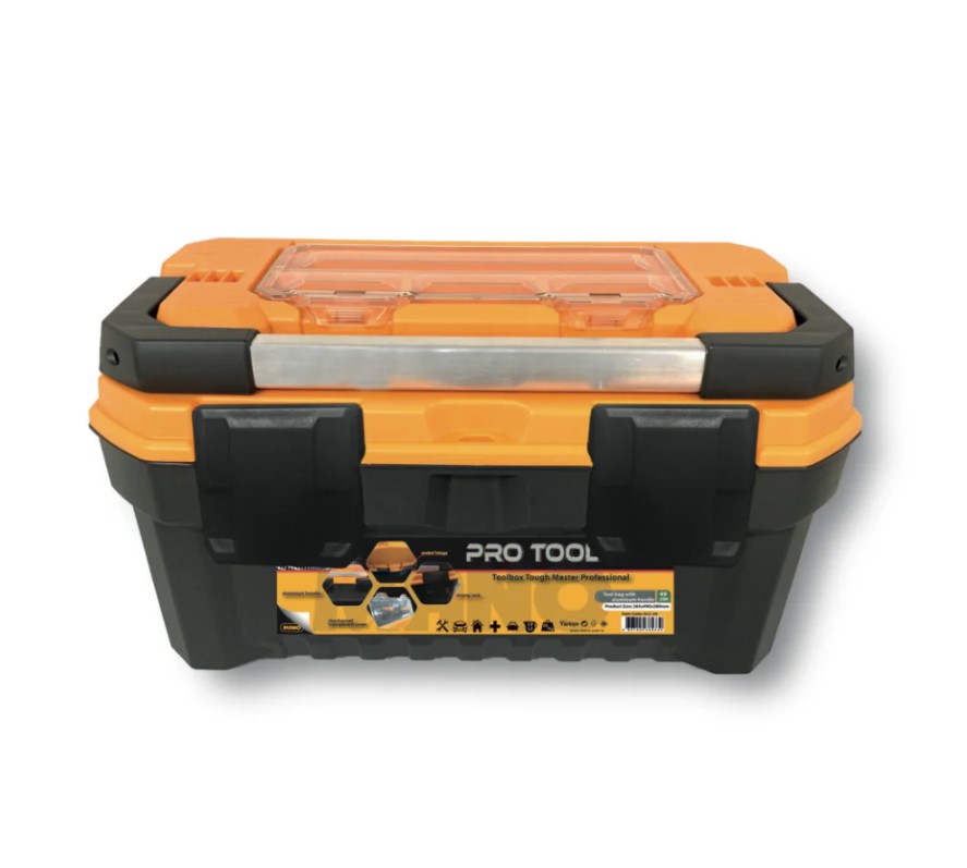 Professional Plastic Tool Box With Aluminum Handle, 20 Inches, Dimensions: 267×490×280 Mm, Brand: Mano, Made In Turkey.