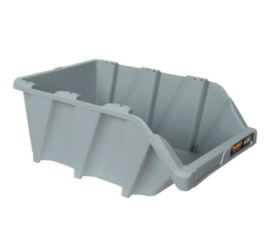 Open Plastic Storage Box, Gray Color, No. 40, Dimensions: 310×490×195 Mm, Brand: Mano, Made In Turkey.