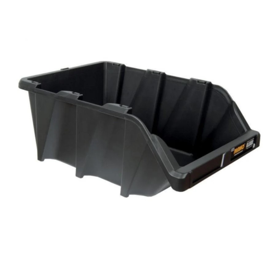 Open Plastic Storage Box, Black Color, No. 40, Dimensions: 310×490×195 Mm, Brand: Mano, Made In Turkey.