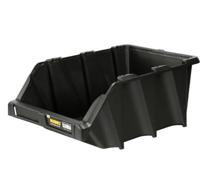 Open Plastic Storage Box, Black Color, No. 35, Dimensions: 265×420×177 Mm, Brand: Mano, Made In Turkey.