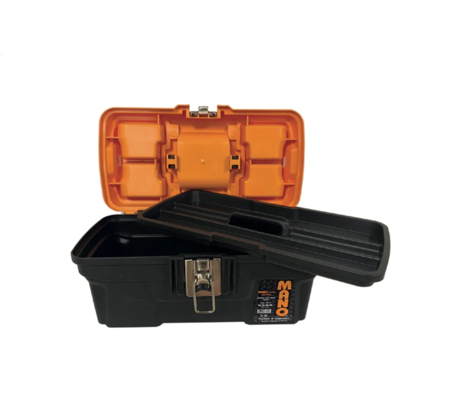 شنطة عدة بلاستيك هيفي ديوتي قفل معدن بحوافظ علوية 13 بوصة مقاس 334×187×147 مم ماركة مانو صناعة تركي