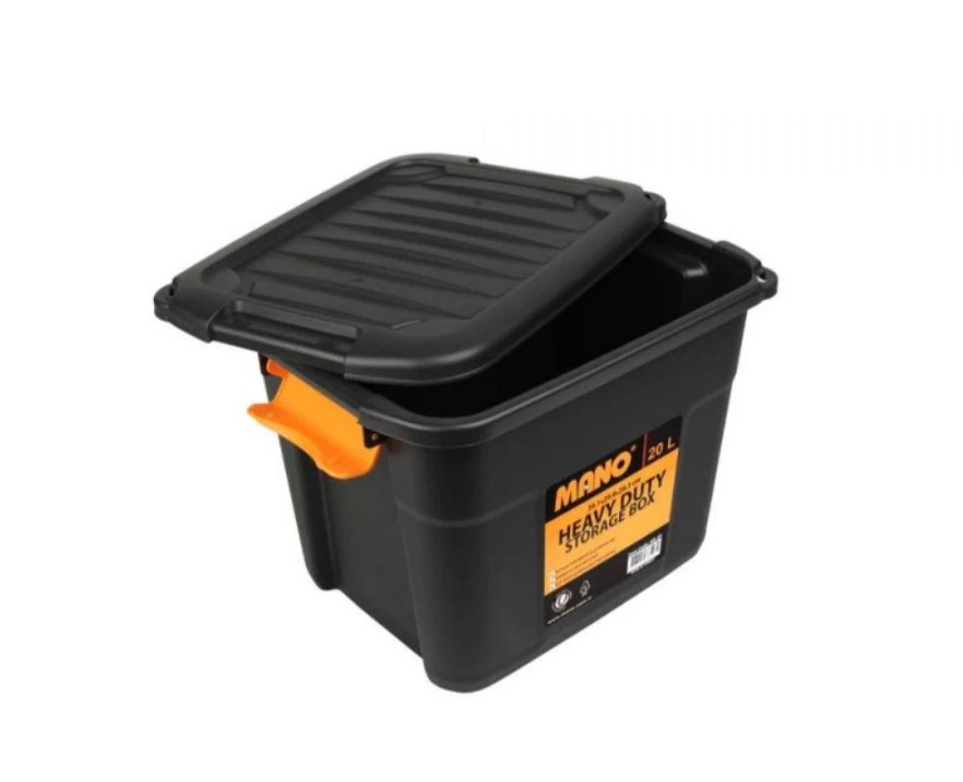 صندوق تخزين بلاستيك هيفي ديوتي بغطاء 20 لتر مقاس 390×298×283 مم ماركة مانو صناعة تركي