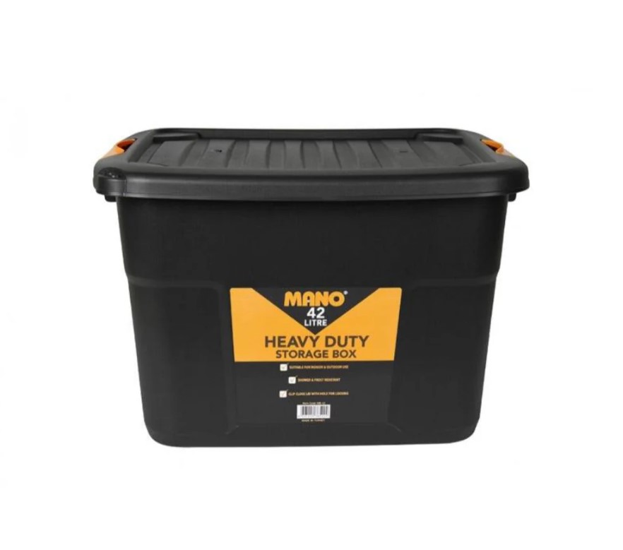 Heavy-duty Plastic Storage Box With Lid, 42-liter Capacity, Size 500×390×335 Mm, Mano Brand, Made In Turkey.