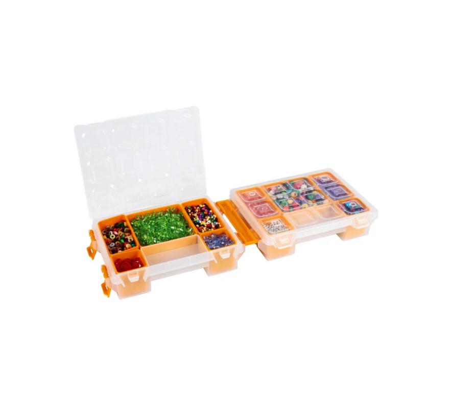 Plastic Tool Organizer With Adjustable Internal Dividers, 7-inch Size (195×150×100 Mm), Mano Brand, Made In Turkey.