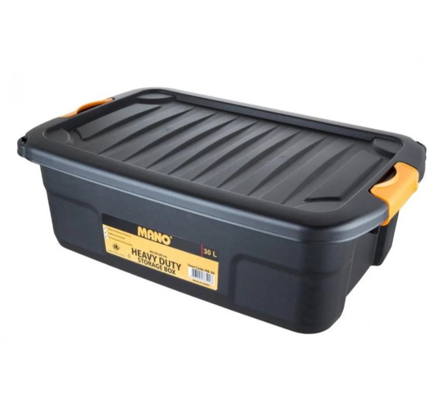 Heavy-duty Plastic Storage Box With Lid, 30-liter Capacity, Size 600×390×200 Mm, Mano Brand, Made In Turkey.