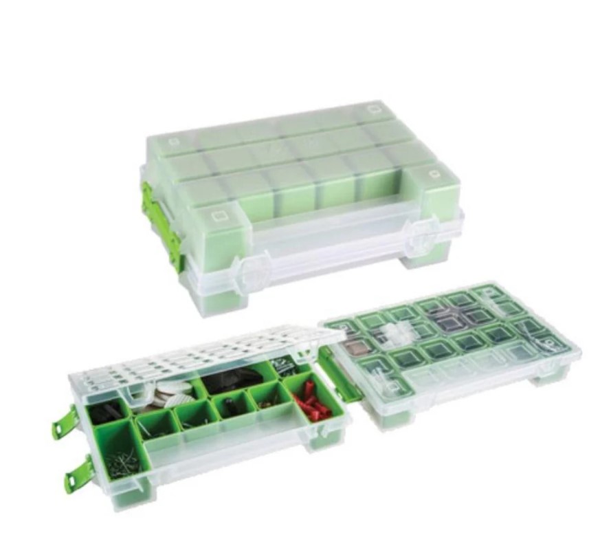 Plastic Tool Organizer With Adjustable Internal Dividers, 11-inch Size (195×150×100 Mm), Mano Brand, Made In Turkey.