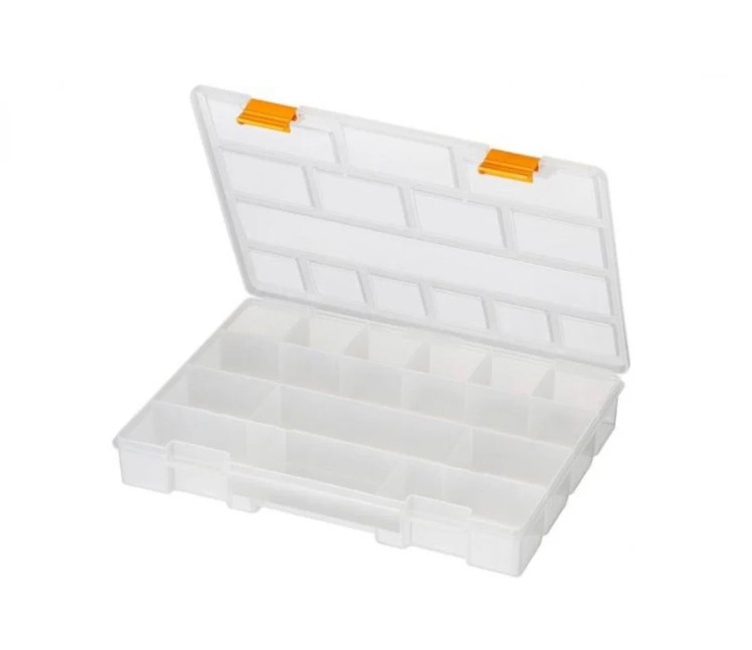 Transparent Plastic Tool Organizer, 11-inch Size (276×203×42 Mm), Mano Brand, Made In Turkey.