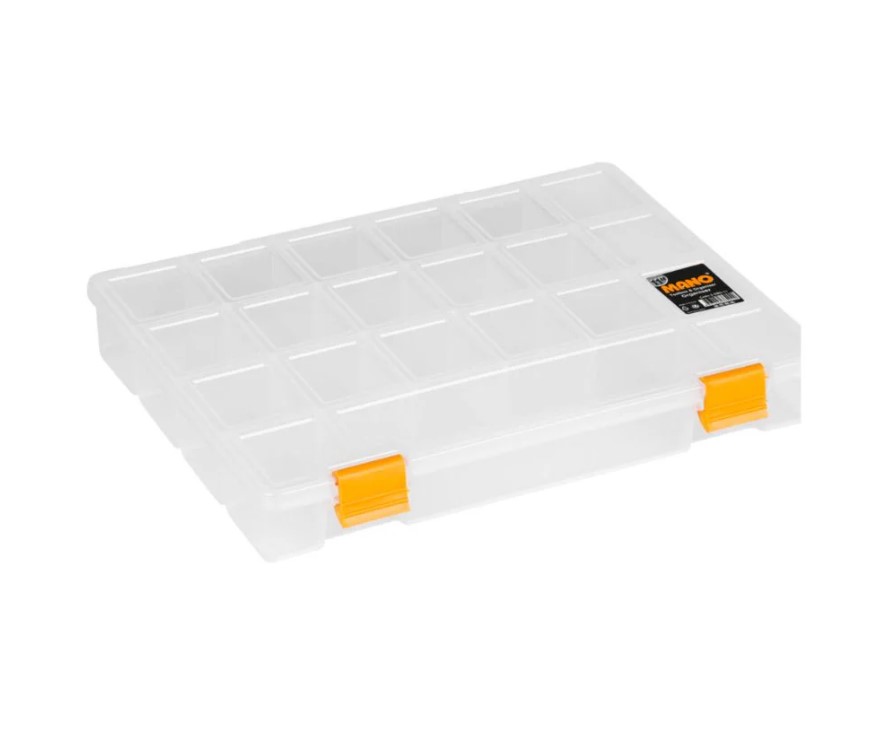 Transparent Plastic Tool Organizer, 11-inch Size (276×203×42 Mm), Mano Brand, Made In Turkey.