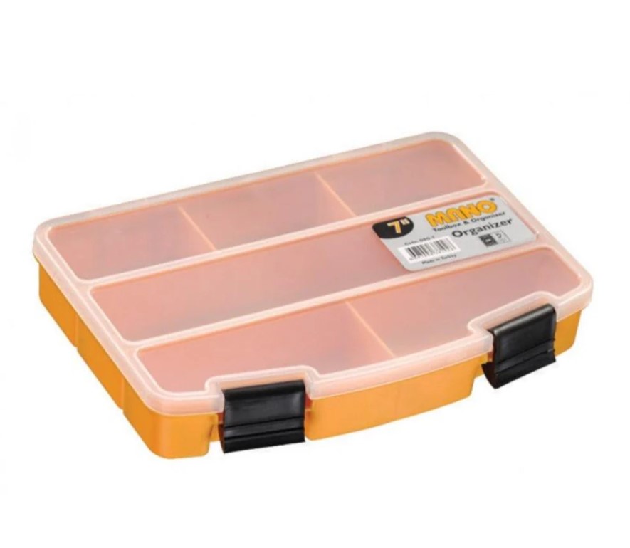 Plastic Tool Organizer, 7-inch Size (194×140×33 Mm), Mano Brand, Made In Turkey.