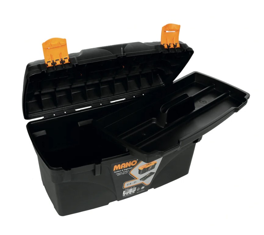 شنطة عدة بلاستيك لون اسود 21 بوصة مقاس 533×291×272 مم ماركة مانو صناعة تركي