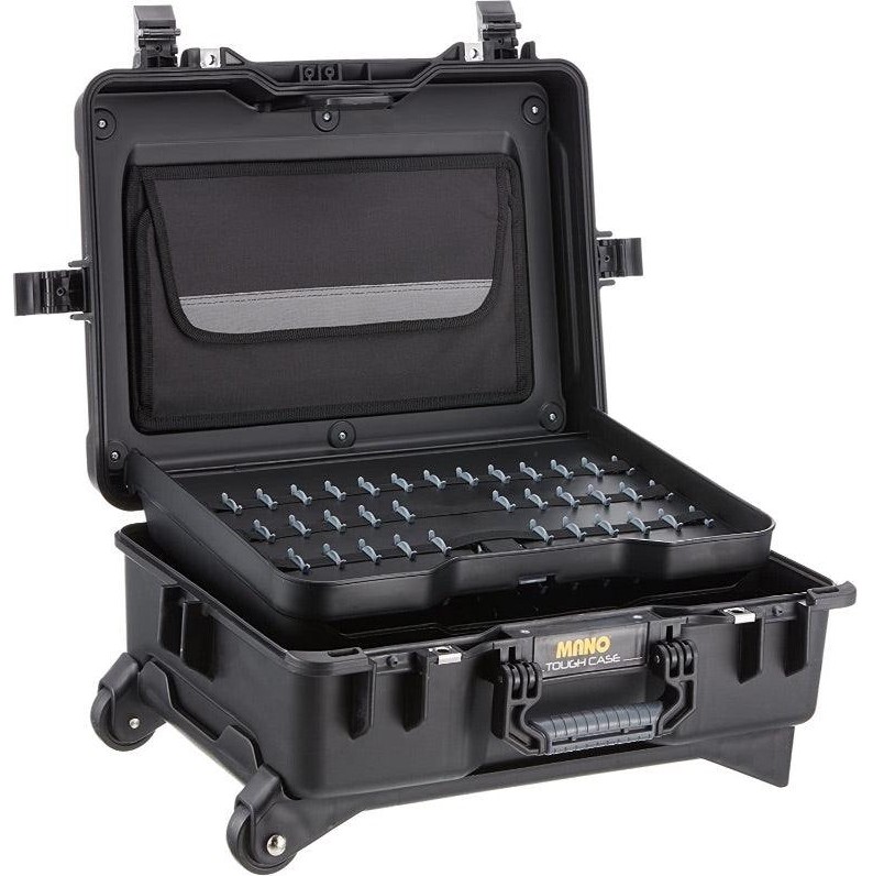 شنطة بلاستيك ترولي شديدة التحمل ضد الكسر ضد المياه نظام سامسونايت مزود بادراج تخزين بلاستيك فوق ومقسمات بلاستيك متحرك موديل 430 مقاس 530×400×230 مم ماركة مانو صناعة تركي