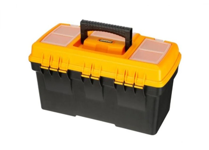 Plastic Tool Box With Top Compartments, 18 Inches, Size 432×250×238 Mm, Brand: Mano, Made In Turkey.