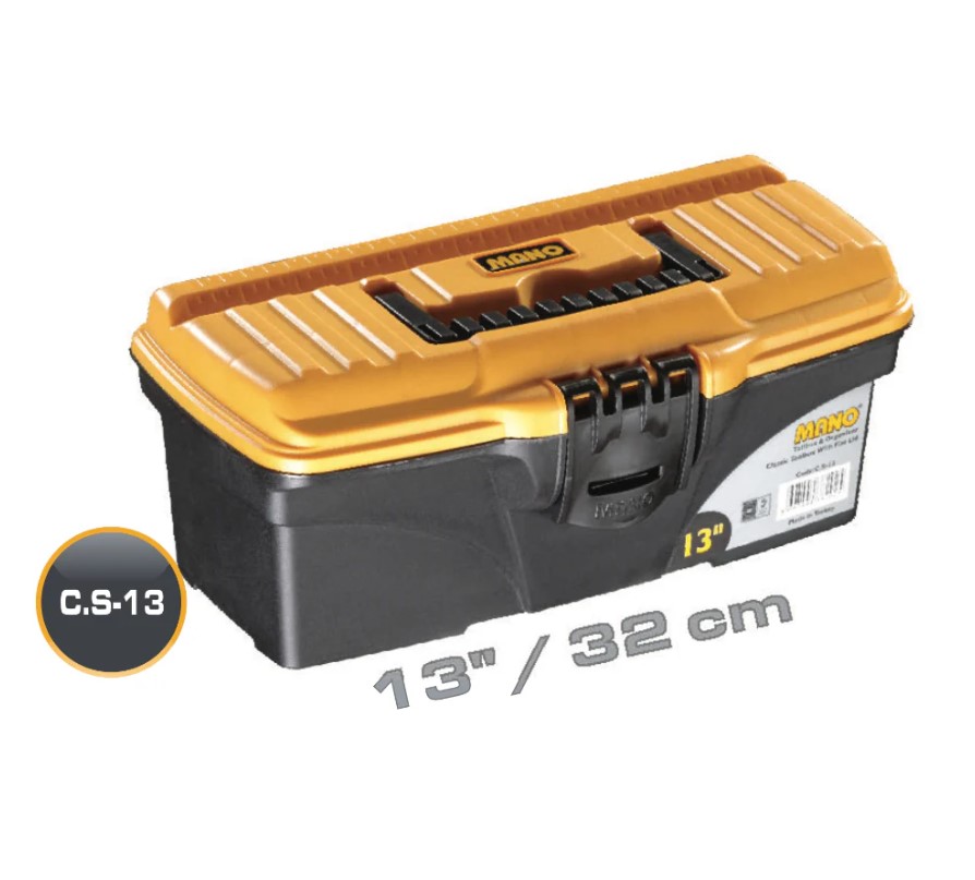 Plastic Tool Box, 13 Inches, Size 320×165×136 Mm, Brand: Mano, Made In Turkey.