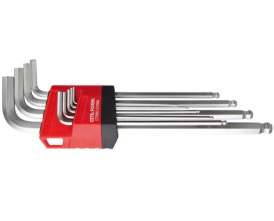 Long Ball-End Hex Key Set, 9 Pieces, Model LT/900, Brand: Keytaform, Made In Turkey.