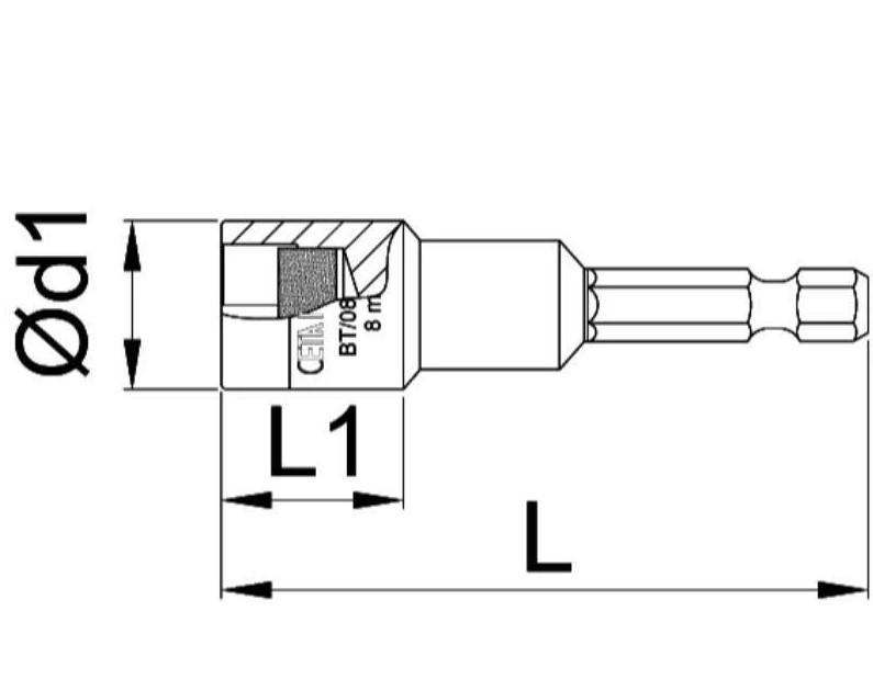 Long Magnetic Bit 12mm, 1/4" × 65mm, Ceta Form, Turkish, BT/1265