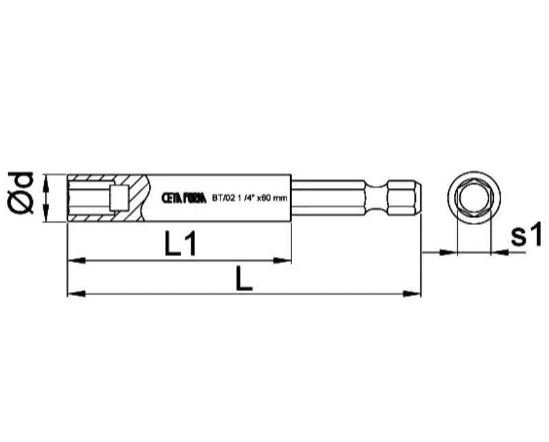 7mm Magnetic Adapter, 1/4" × 1/4" × 175mm, Ceta Form, Turkish, BT/07