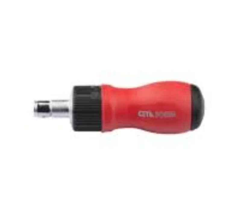 1/4" Bit Screwdriver Handle With Teeth, Short Red & Black Handle, 105mm, F26/RDS